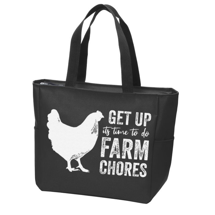 get up its time to do farm chores Zip Tote Bag