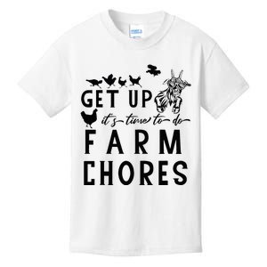 Get Up ItS Time To Do Farm Chores Goat And Chickens Farm Kids T-Shirt