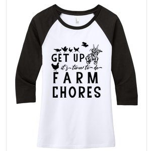 Get Up ItS Time To Do Farm Chores Goat And Chickens Farm Women's Tri-Blend 3/4-Sleeve Raglan Shirt