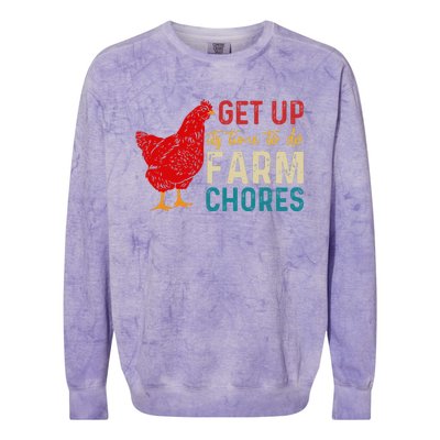 Get Up Its Time To Do Farm Chores Colorblast Crewneck Sweatshirt