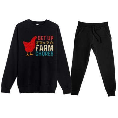 Get Up Its Time To Do Farm Chores Premium Crewneck Sweatsuit Set