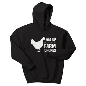 get up its time to do farm chores chicken funny Kids Hoodie