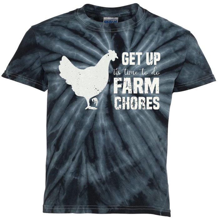 get up its time to do farm chores chicken funny Kids Tie-Dye T-Shirt