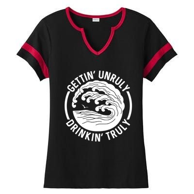 Gettin' Unruly In' Hard Seltzer Summer Beach Alcohol Gift Ladies Halftime Notch Neck Tee