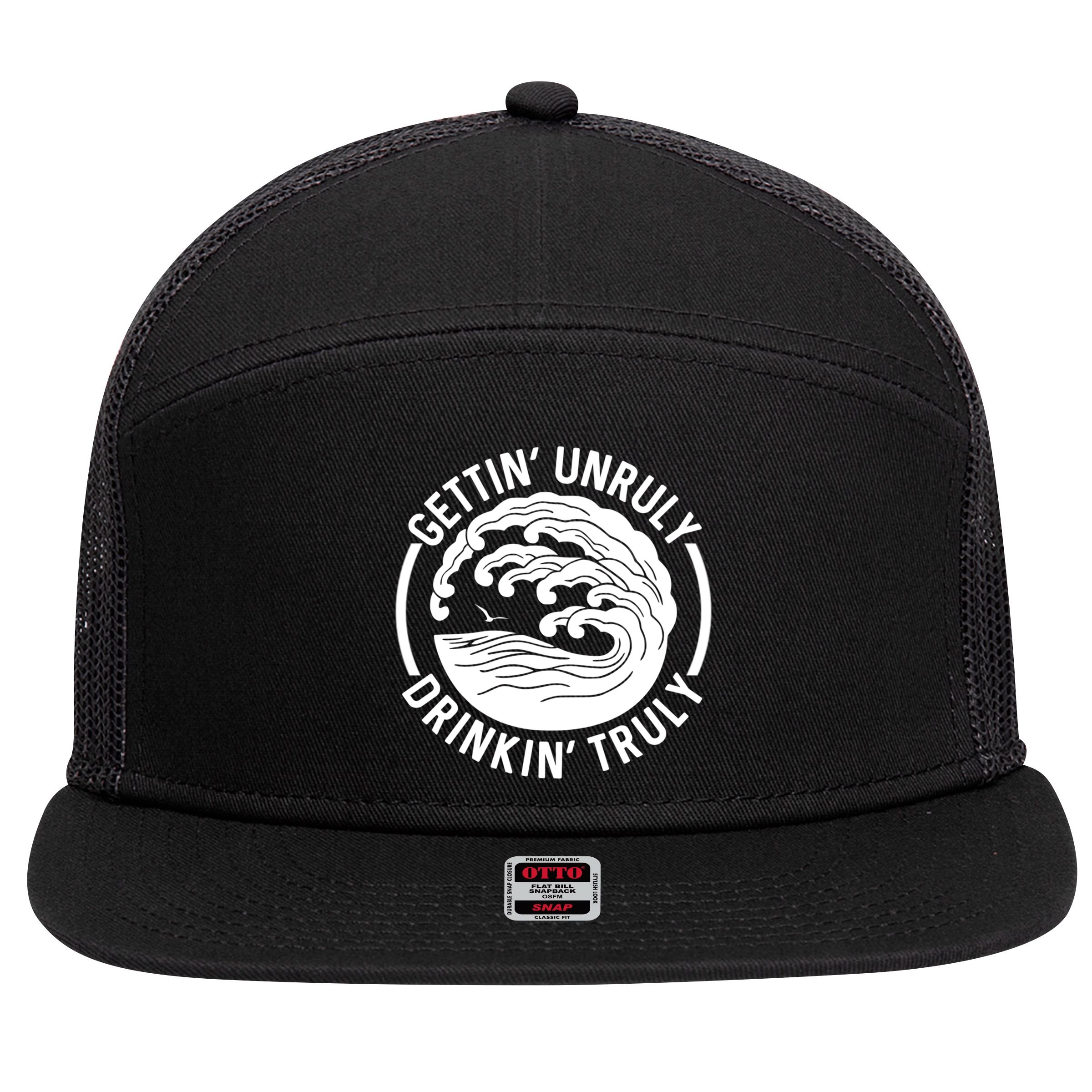 Gettin' Unruly In' Hard Seltzer Summer Beach Alcohol Gift 7 Panel Mesh Trucker Snapback Hat