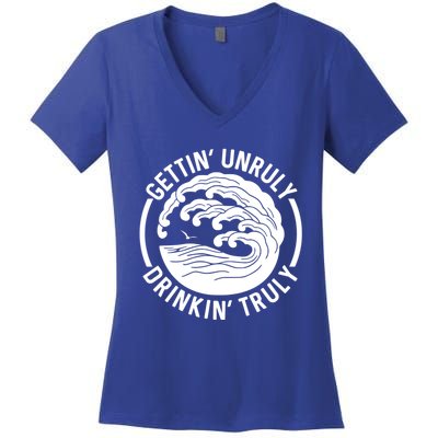 Gettin' Unruly In' Hard Seltzer Summer Beach Alcohol Gift Women's V-Neck T-Shirt