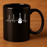 Guitar Heartbeat Pulse 11oz C Handle Ceramic Mug