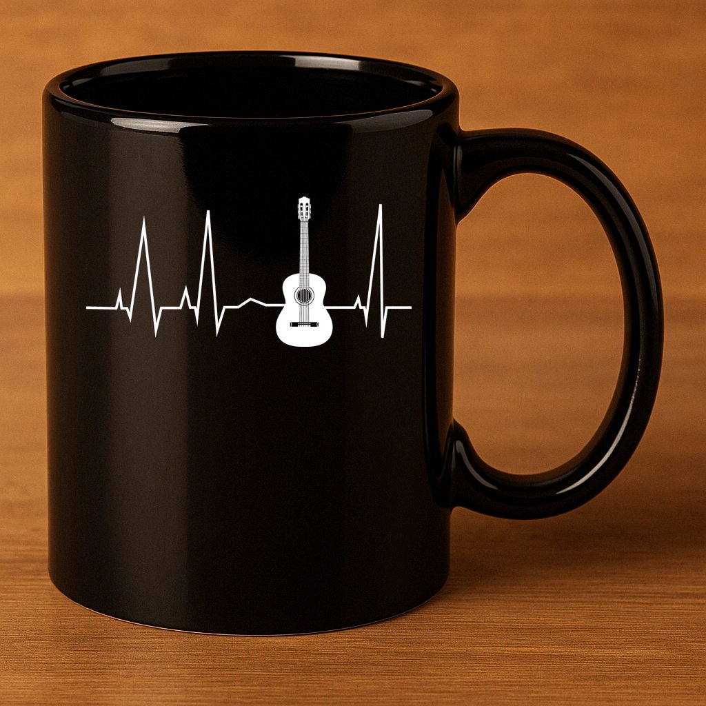 Guitar Heartbeat Pulse 11oz C Handle Ceramic Mug
