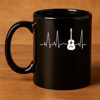 Guitar Heartbeat Pulse 11oz C Handle Ceramic Mug