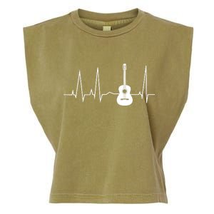 Guitar Heartbeat Pulse Garment-Dyed Women's Muscle Tee