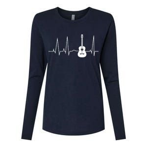 Guitar Heartbeat Pulse Womens Cotton Relaxed Long Sleeve T-Shirt