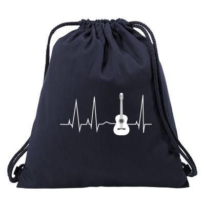 Guitar Heartbeat Pulse Drawstring Bag
