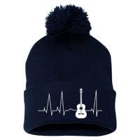 Guitar Heartbeat Pulse Pom Pom 12in Knit Beanie