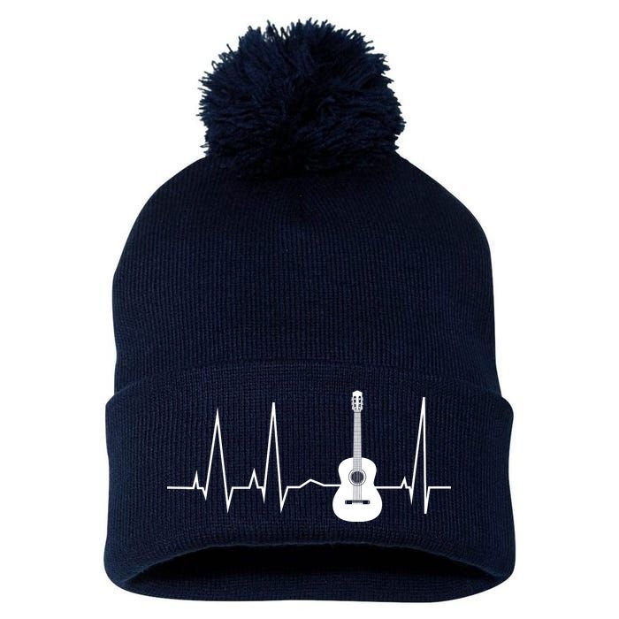 Guitar Heartbeat Pulse Pom Pom 12in Knit Beanie