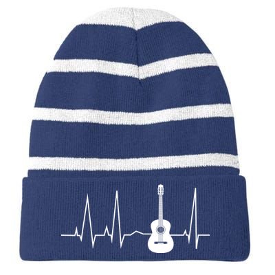 Guitar Heartbeat Pulse Striped Beanie with Solid Band