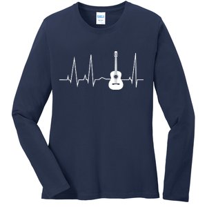 Guitar Heartbeat Pulse Ladies Long Sleeve Shirt