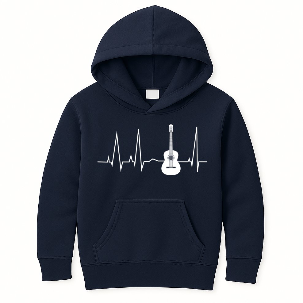Guitar Heartbeat Pulse Kids Hoodie