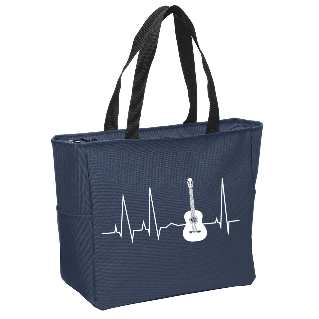 Guitar Heartbeat Pulse Zip Tote Bag