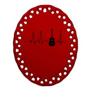 Guitar Heartbeat Pulse Ceramic Oval Ornament