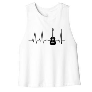 Guitar Heartbeat Pulse Women's Racerback Cropped Tank