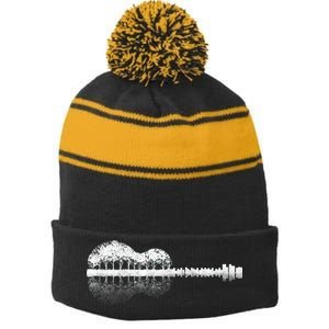 Guitar Landscape Stripe Pom Pom Beanie