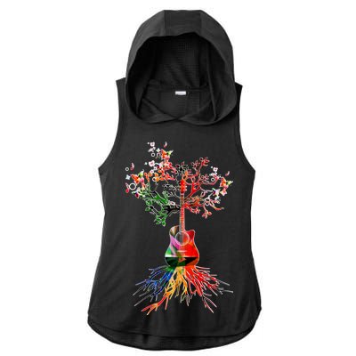 Guitar Roots Tree Of Life Ladies PosiCharge Tri-Blend Wicking Draft Hoodie Tank