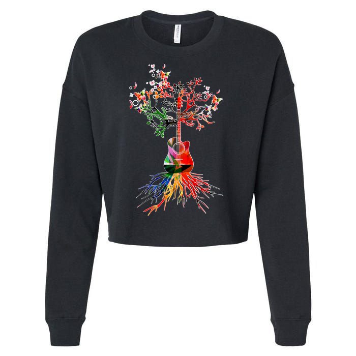 Guitar Roots Tree Of Life Cropped Pullover Crew