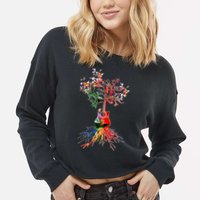 Guitar Roots Tree Of Life Cropped Pullover Crew