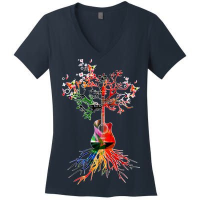 Guitar Roots Tree Of Life Women's V-Neck T-Shirt