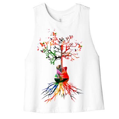 Guitar Roots Tree Of Life Women's Racerback Cropped Tank