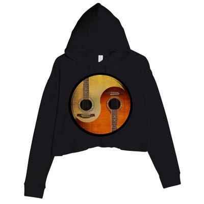 Guitar Yin And Yang Crop Fleece Hoodie