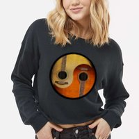 Guitar Yin And Yang Cropped Pullover Crew