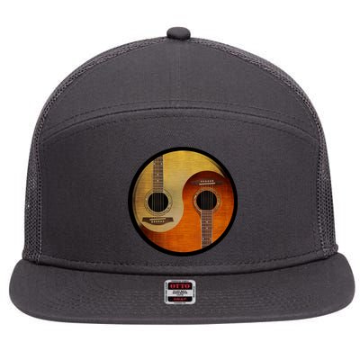 Guitar Yin And Yang 7 Panel Mesh Trucker Snapback Hat