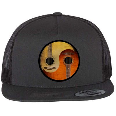 Guitar Yin And Yang Flat Bill Trucker Hat