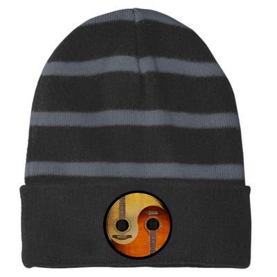 Guitar Yin And Yang Striped Beanie with Solid Band