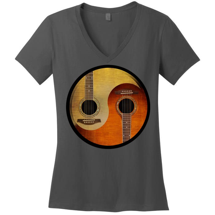 Guitar Yin And Yang Women's V-Neck T-Shirt