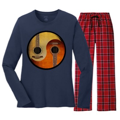 Guitar Yin And Yang Women's Long Sleeve Flannel Pajama Set 