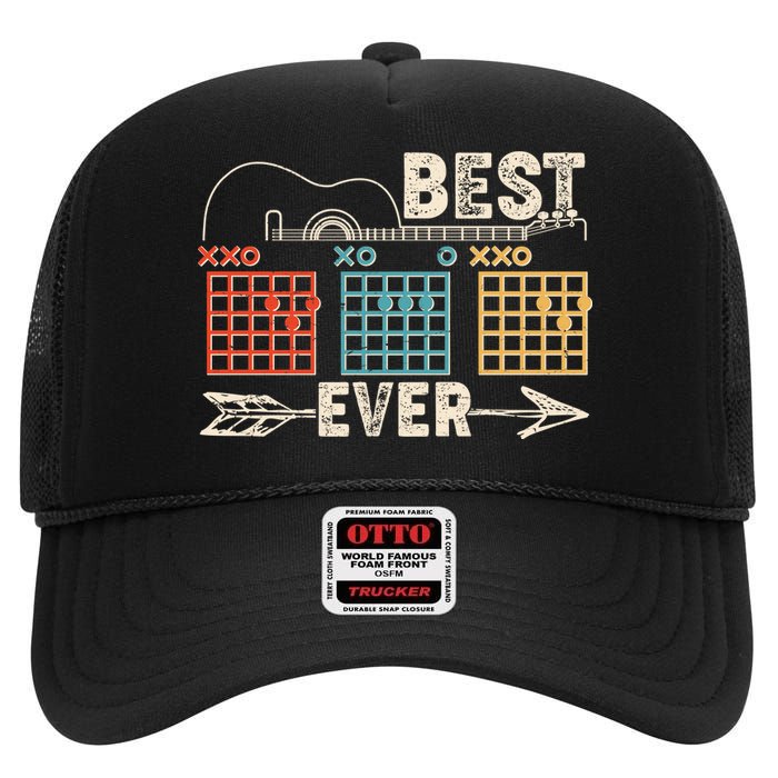 Guitarist Chords Best Dad Ever High Crown Mesh Back Trucker Hat