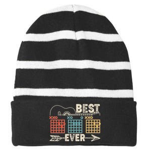 Guitarist Chords Best Dad Ever Striped Beanie with Solid Band