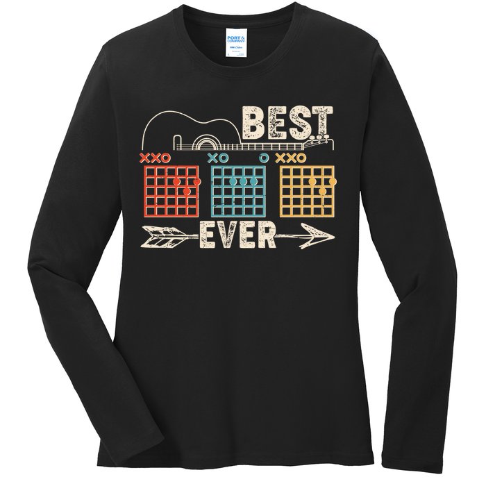 Guitarist Chords Best Dad Ever Ladies Long Sleeve Shirt