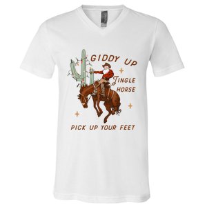 Giddy Up Jingle Horse Pick Up Your Feet V-Neck T-Shirt