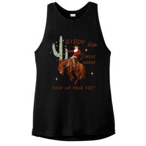 Giddy Up Jingle Horse Pick Up Your Feet Cowboy Santa Xmas  Ladies PosiCharge Tri-Blend Wicking Tank