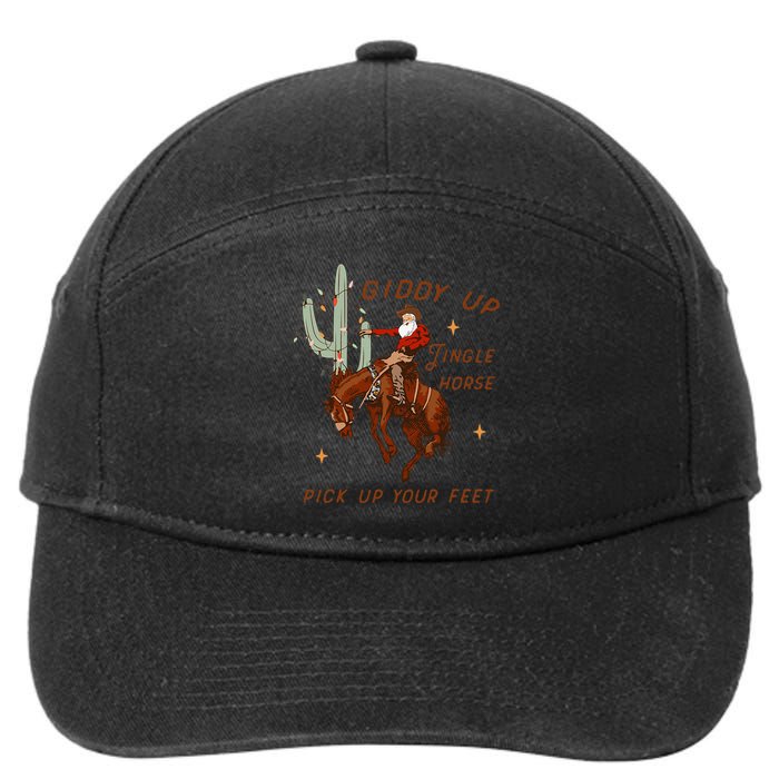 Giddy Up Jingle Horse Pick Up Your Feet Cowboy Santa Xmas  7-Panel Snapback Hat