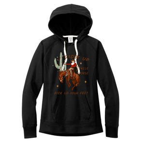 Giddy Up Jingle Horse Pick Up Your Feet Cowboy Santa Xmas  Women's Fleece Hoodie