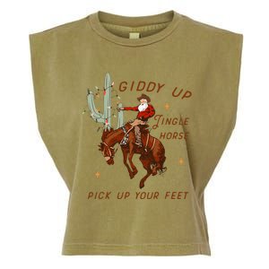 Giddy Up Jingle Horse Pick Up Your Feet Cowboy Santa Xmas  Garment-Dyed Women's Muscle Tee