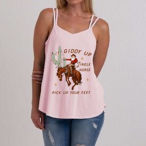 Giddy Up Jingle Horse Pick Up Your Feet Cowboy Santa Xmas  Women's Strappy Tank