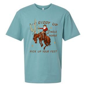 Giddy Up Jingle Horse Pick Up Your Feet Cowboy Santa Xmas  Sueded Cloud Jersey T-Shirt