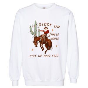 Giddy Up Jingle Horse Pick Up Your Feet Cowboy Santa Xmas  Garment-Dyed Sweatshirt