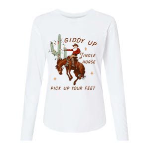 Giddy Up Jingle Horse Pick Up Your Feet Cowboy Santa Xmas  Womens Cotton Relaxed Long Sleeve T-Shirt