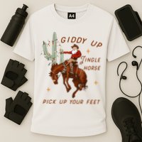 Giddy Up Jingle Horse Pick Up Your Feet Cowboy Santa Xmas  Cooling Performance Crew T-Shirt